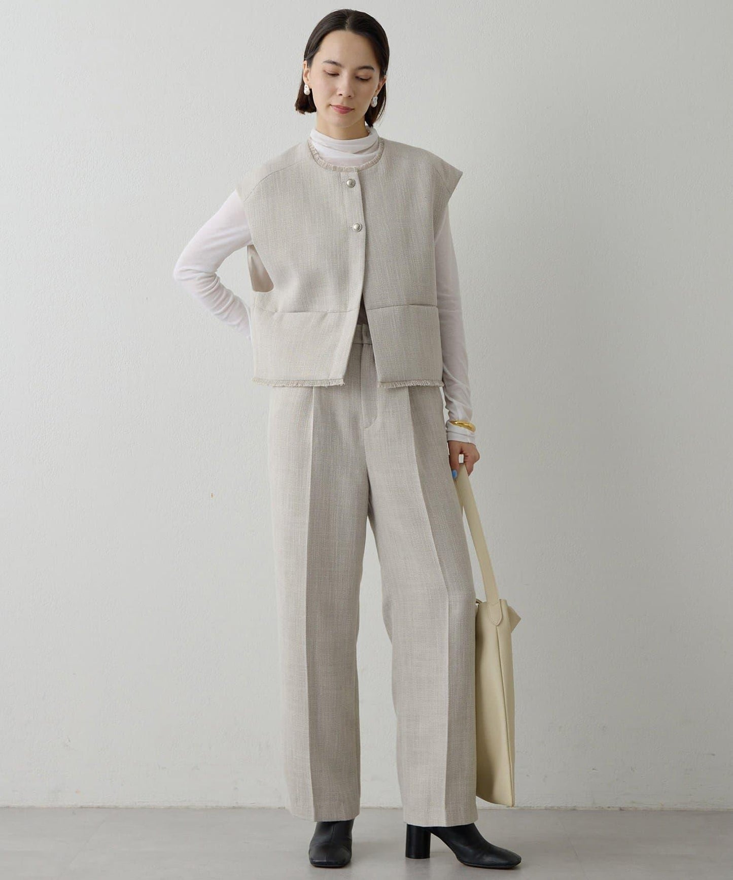 【THE PAUSE】斜紋褶皺長褲