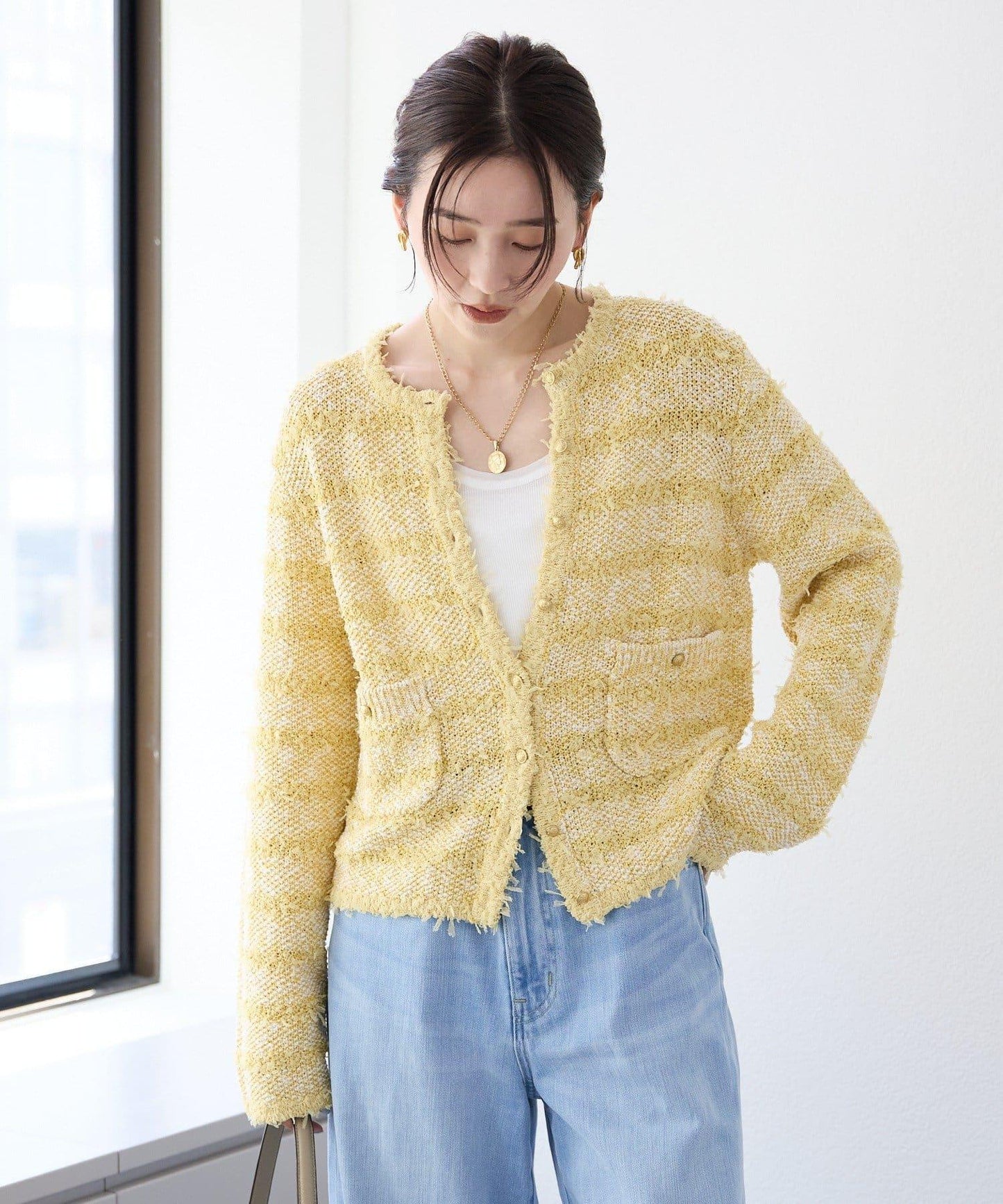 【優雅感】粗花呢短款開衫