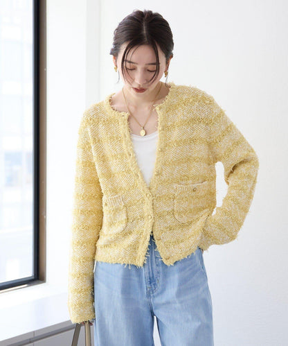 【優雅感】粗花呢短款開衫