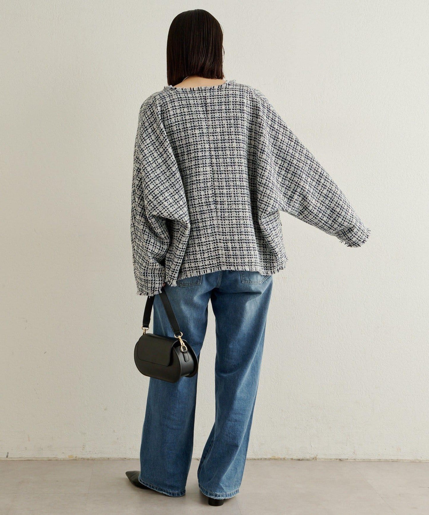 無領粗花呢夾克