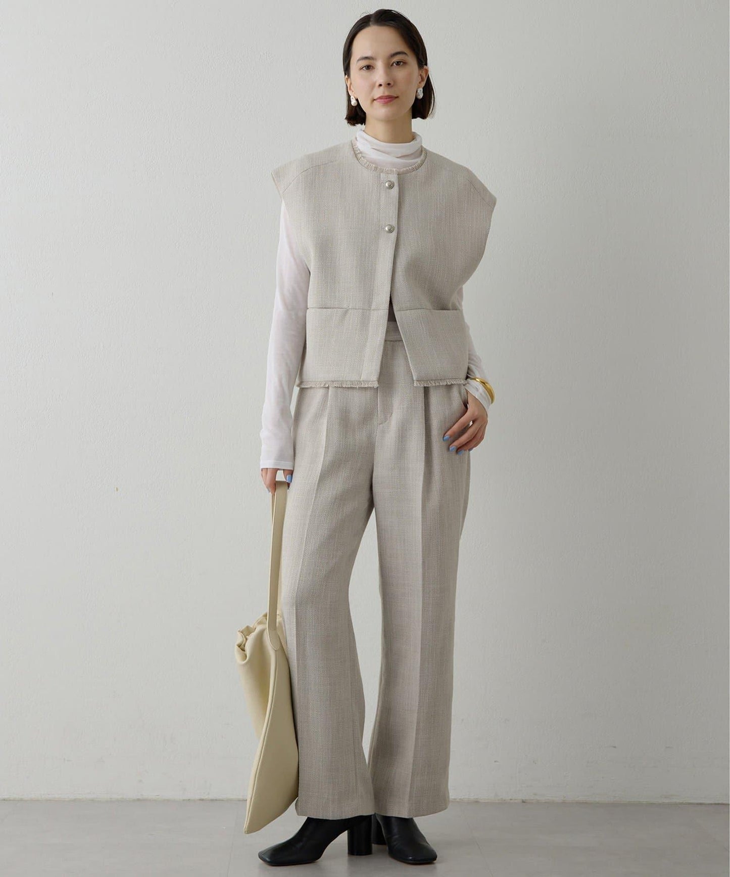 【THE PAUSE】斜紋褶皺長褲