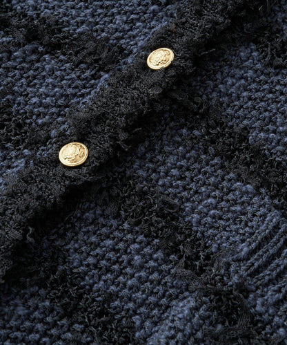 【優雅感】粗花呢短款開衫