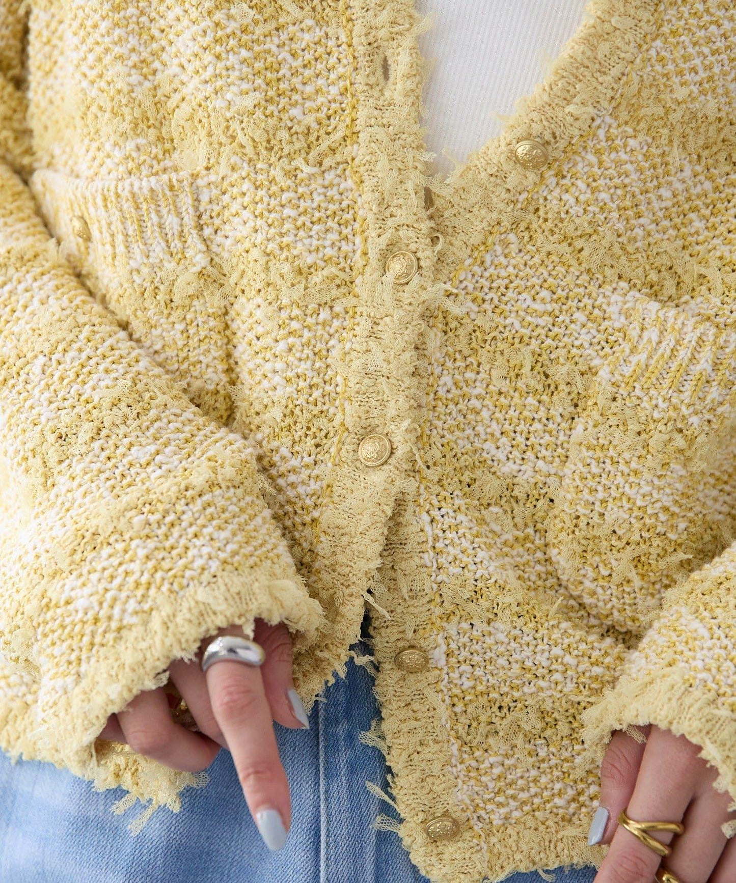 【優雅感】粗花呢短款開衫