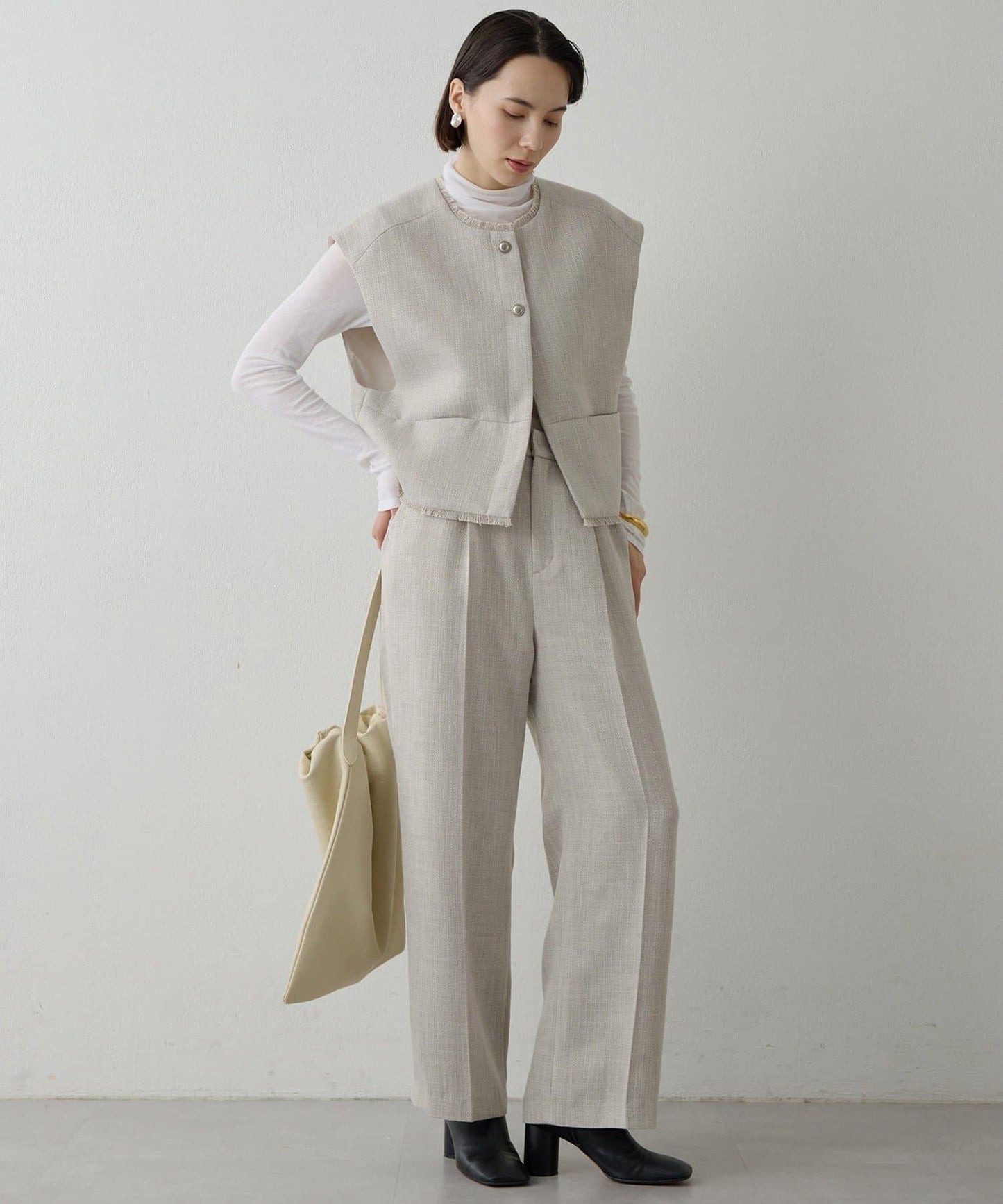 【THE PAUSE】斜紋褶皺長褲