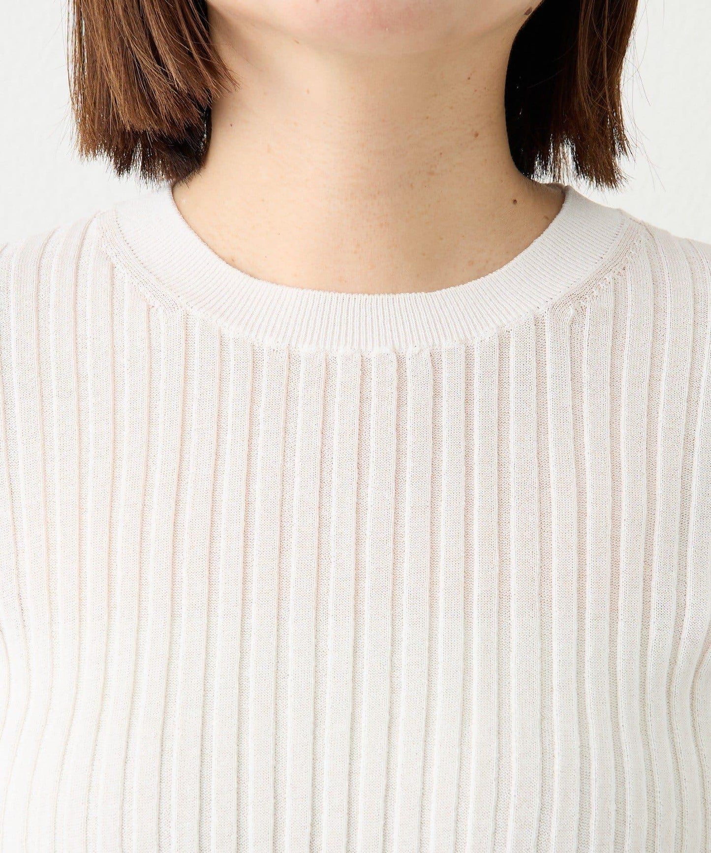 【層疊風袖口】透視袖口羅紋針織衫