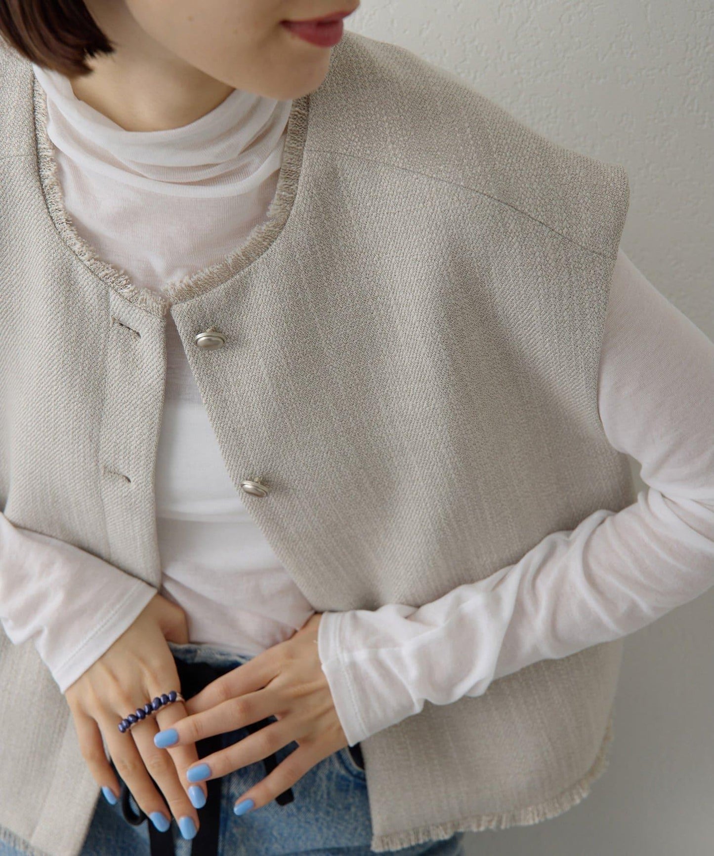 【THE PAUSE】花呢短款馬甲