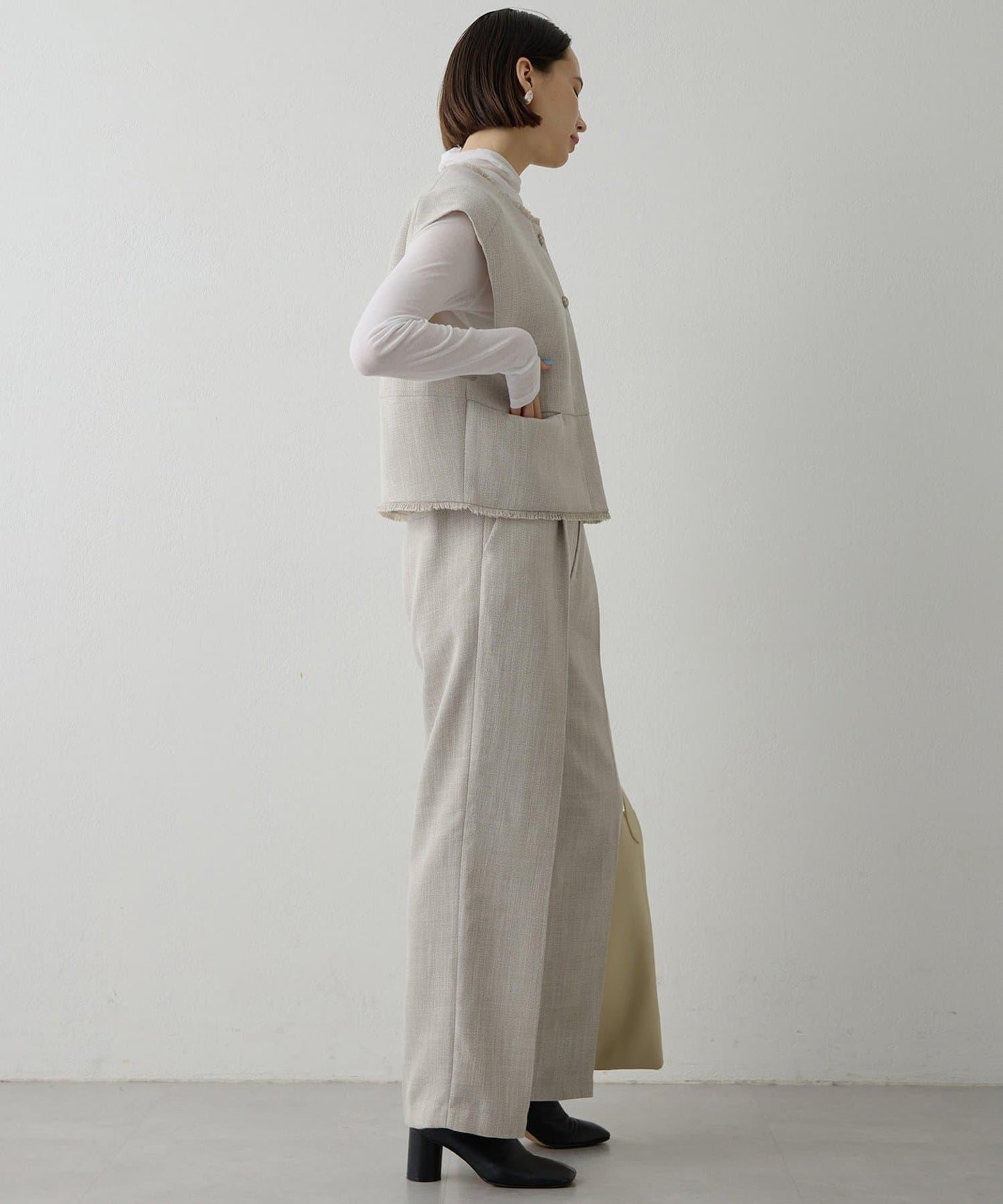【THE PAUSE】斜紋褶皺長褲