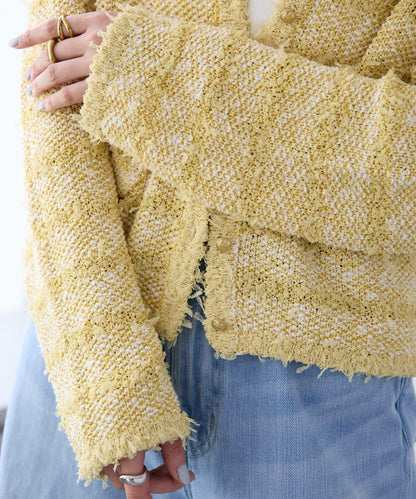 【優雅感】粗花呢短款開衫