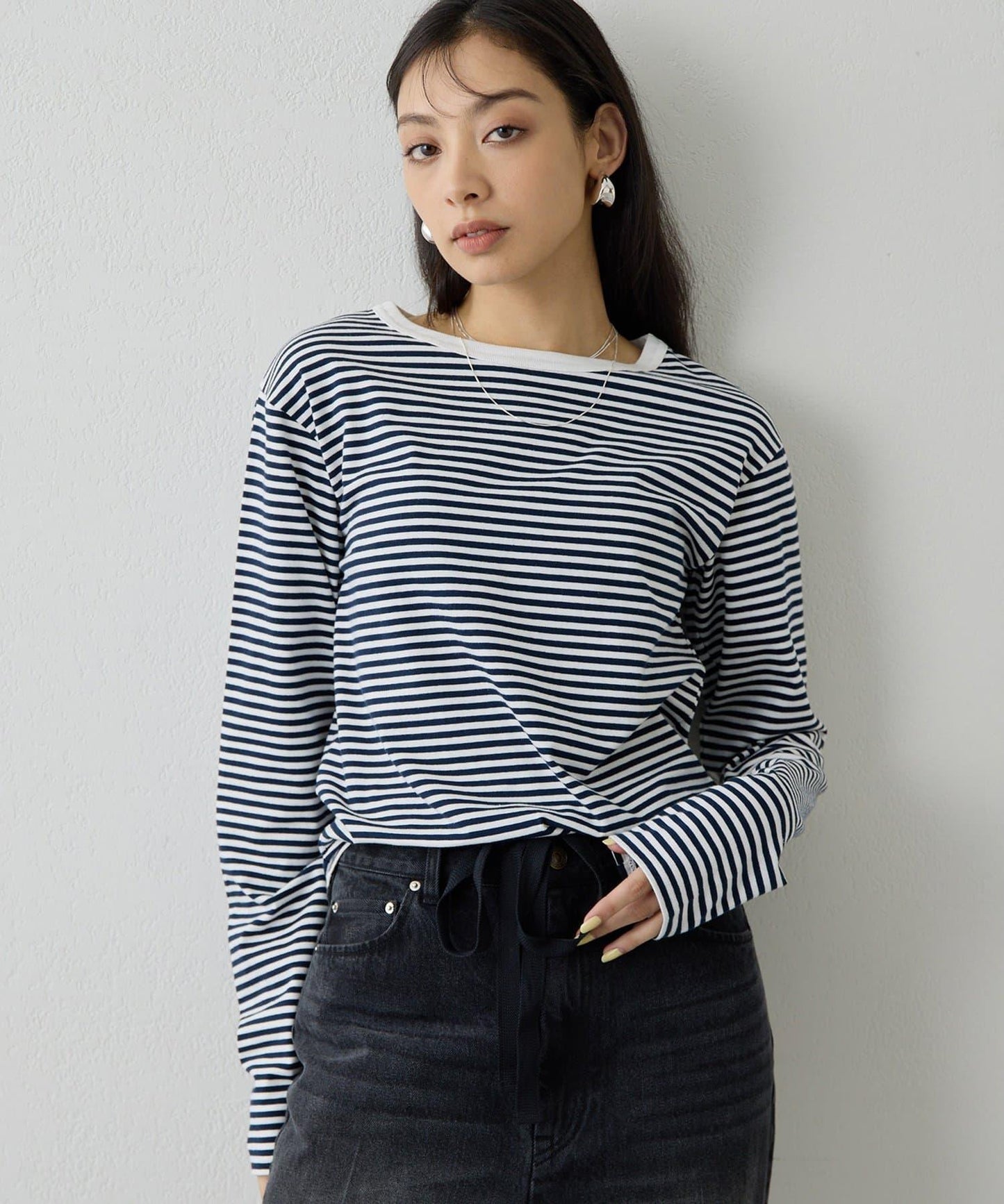 【THE PAUSE】條紋長袖T恤