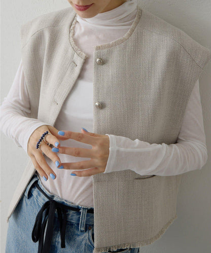 【THE PAUSE】花呢短款馬甲