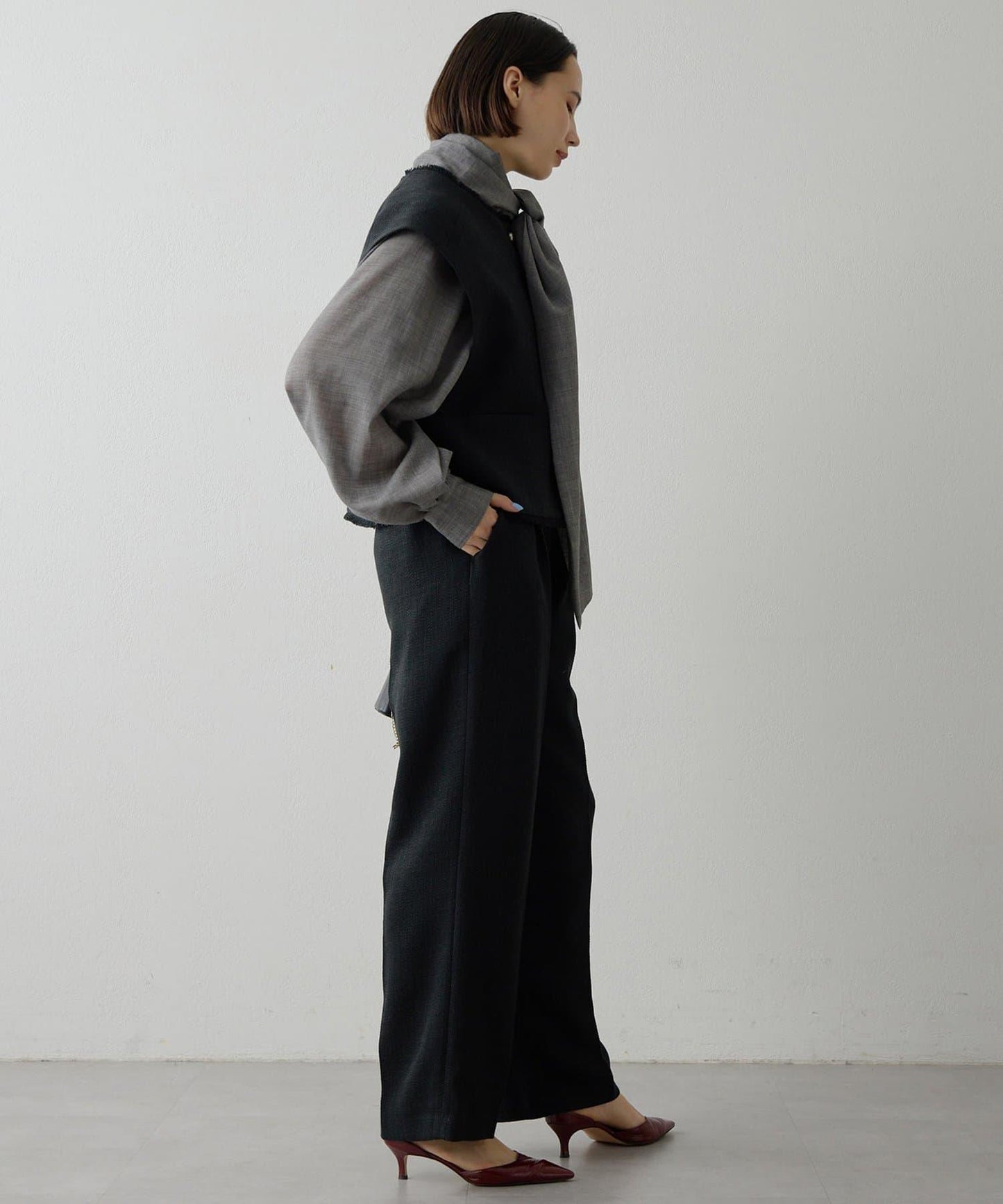 【THE PAUSE】斜紋褶皺長褲