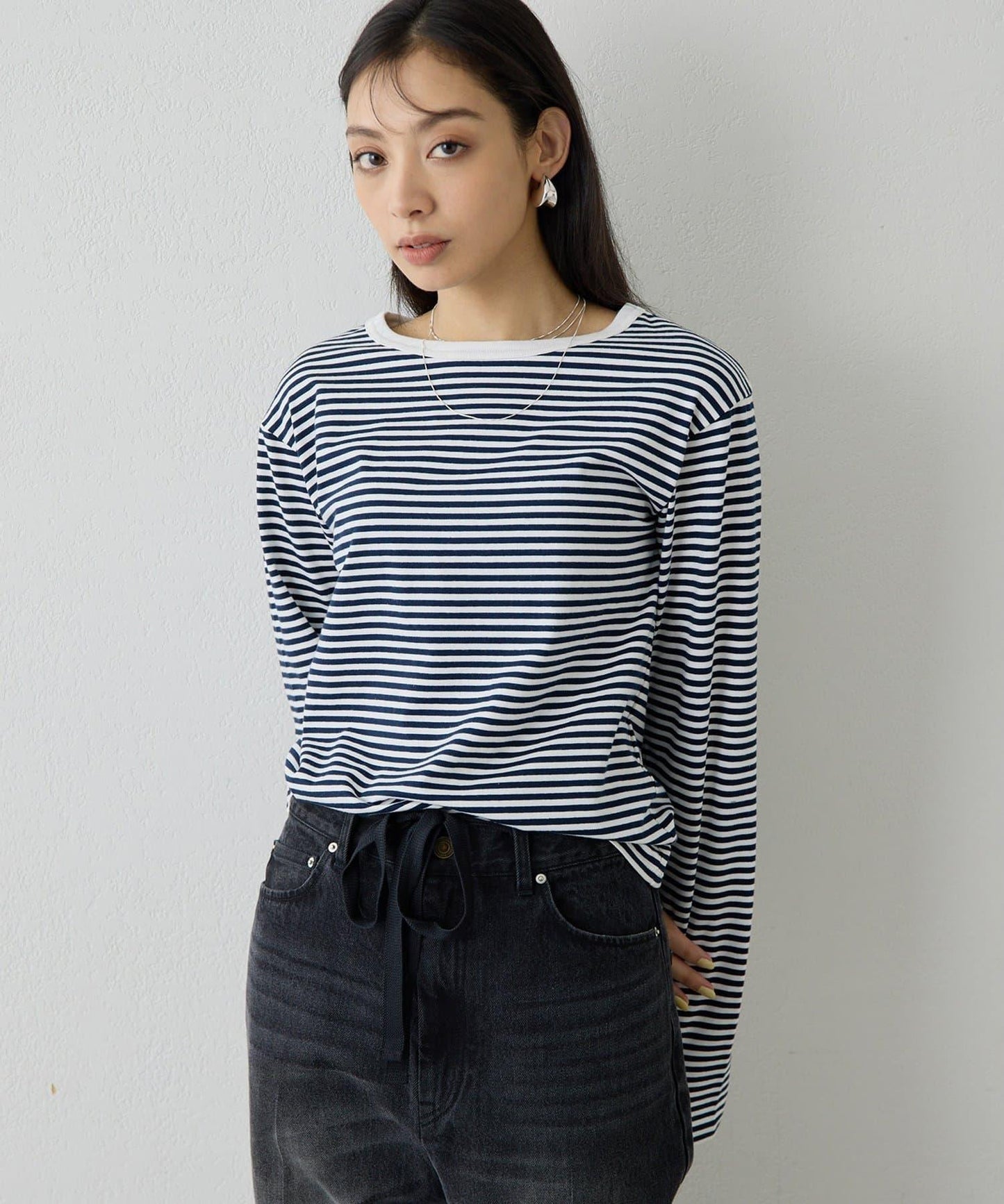 【THE PAUSE】條紋長袖T恤