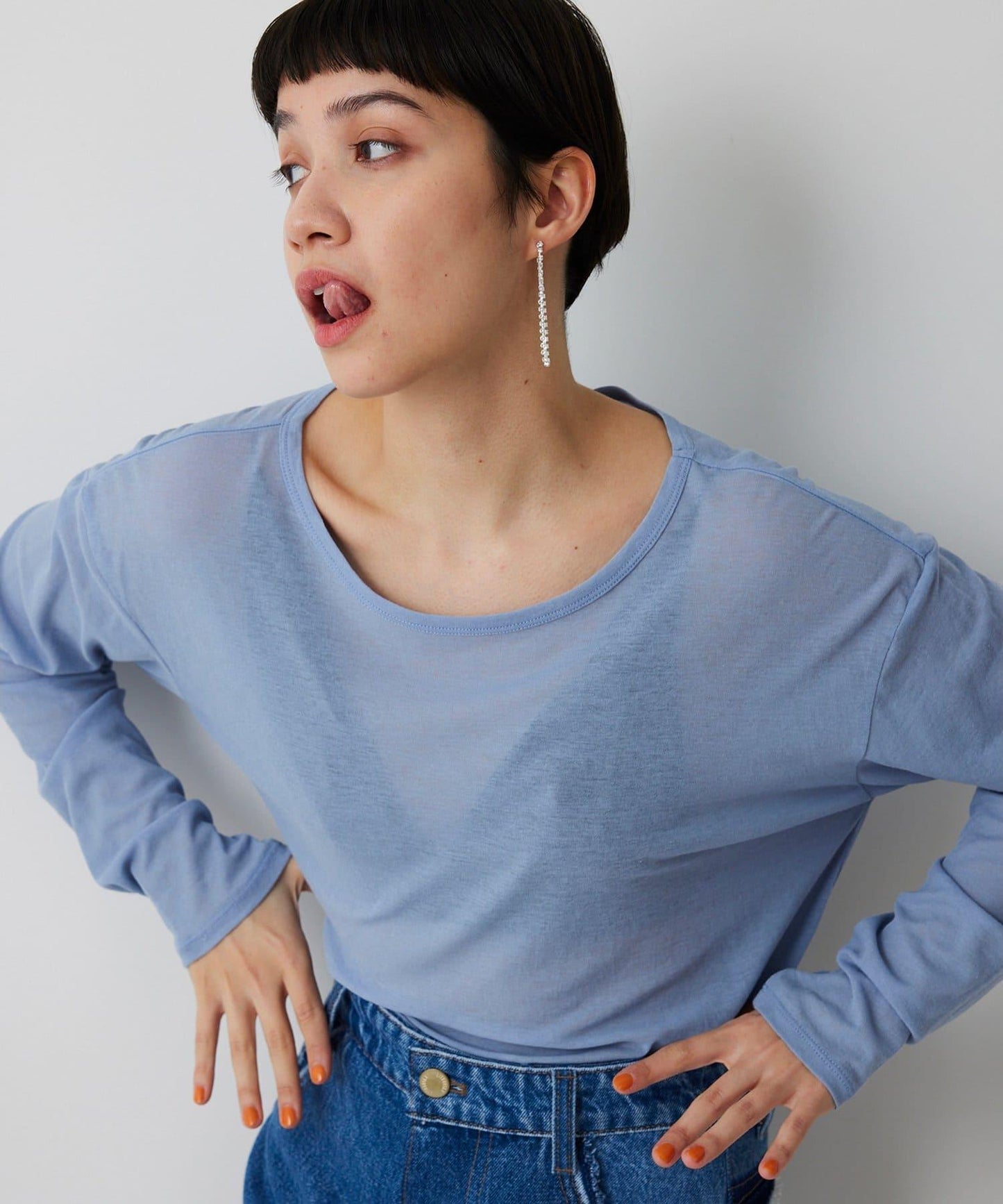 【THE PAUSE】透視羅紋長袖T恤