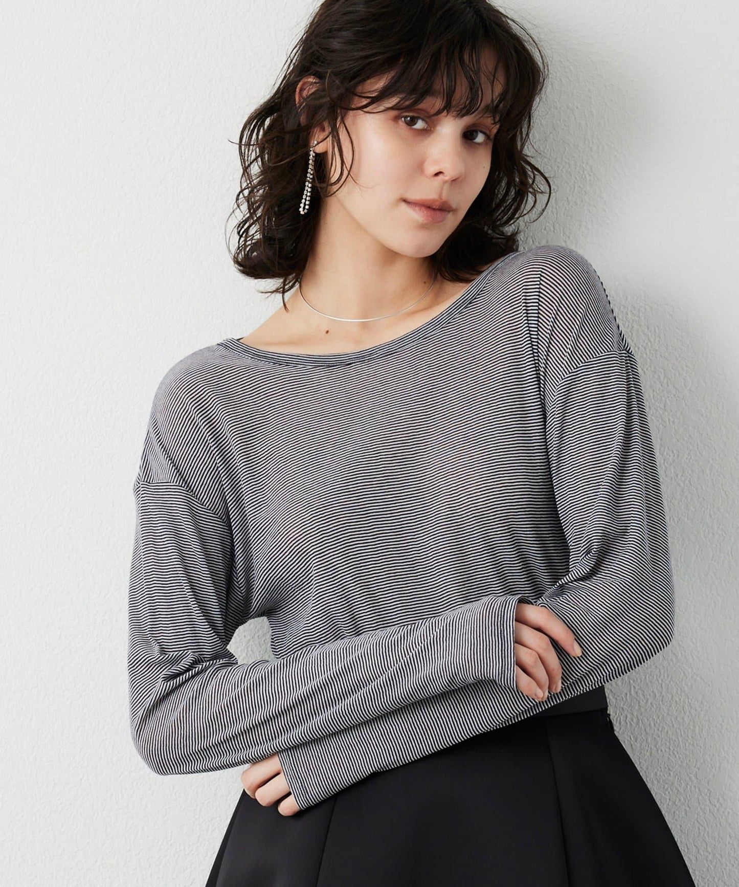 【THE PAUSE】透視羅紋長袖T恤