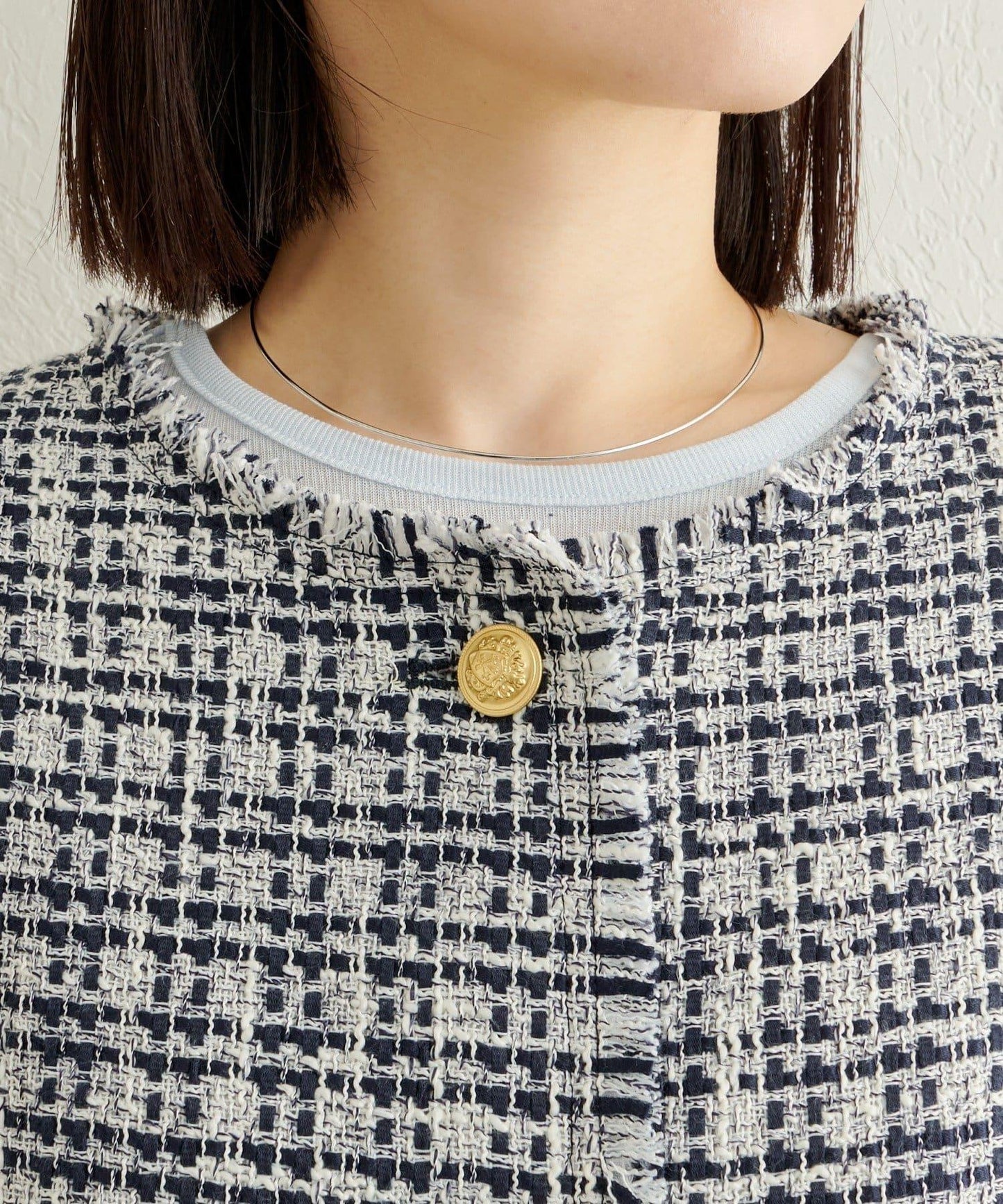 無領粗花呢夾克