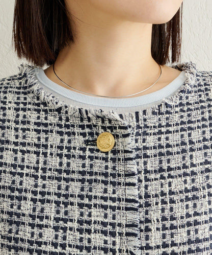 無領粗花呢夾克