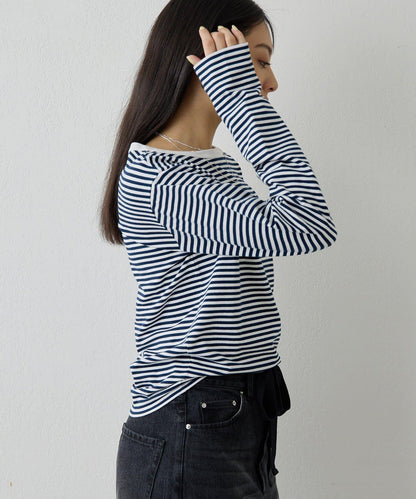 【THE PAUSE】條紋長袖T恤