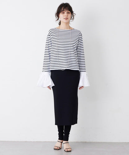 【THE PAUSE】喇叭袖條紋套頭衫