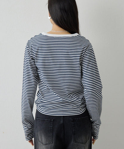 【THE PAUSE】條紋長袖T恤
