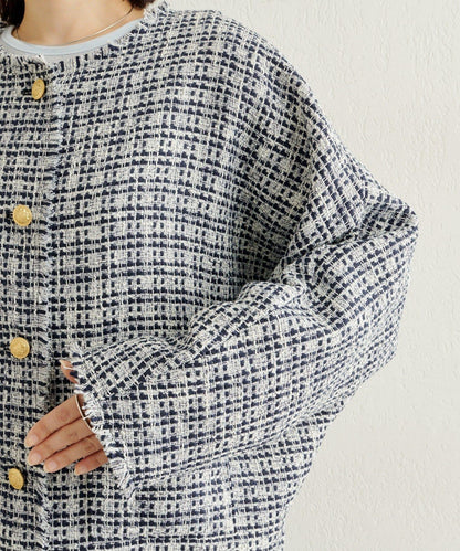 無領粗花呢夾克