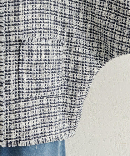 無領粗花呢夾克