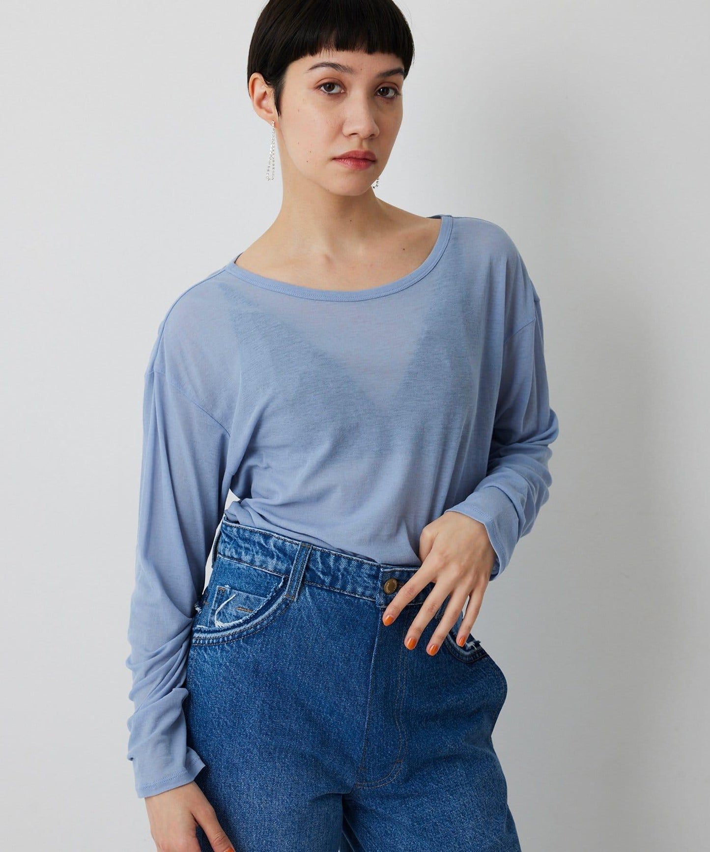 【THE PAUSE】透視羅紋長袖T恤