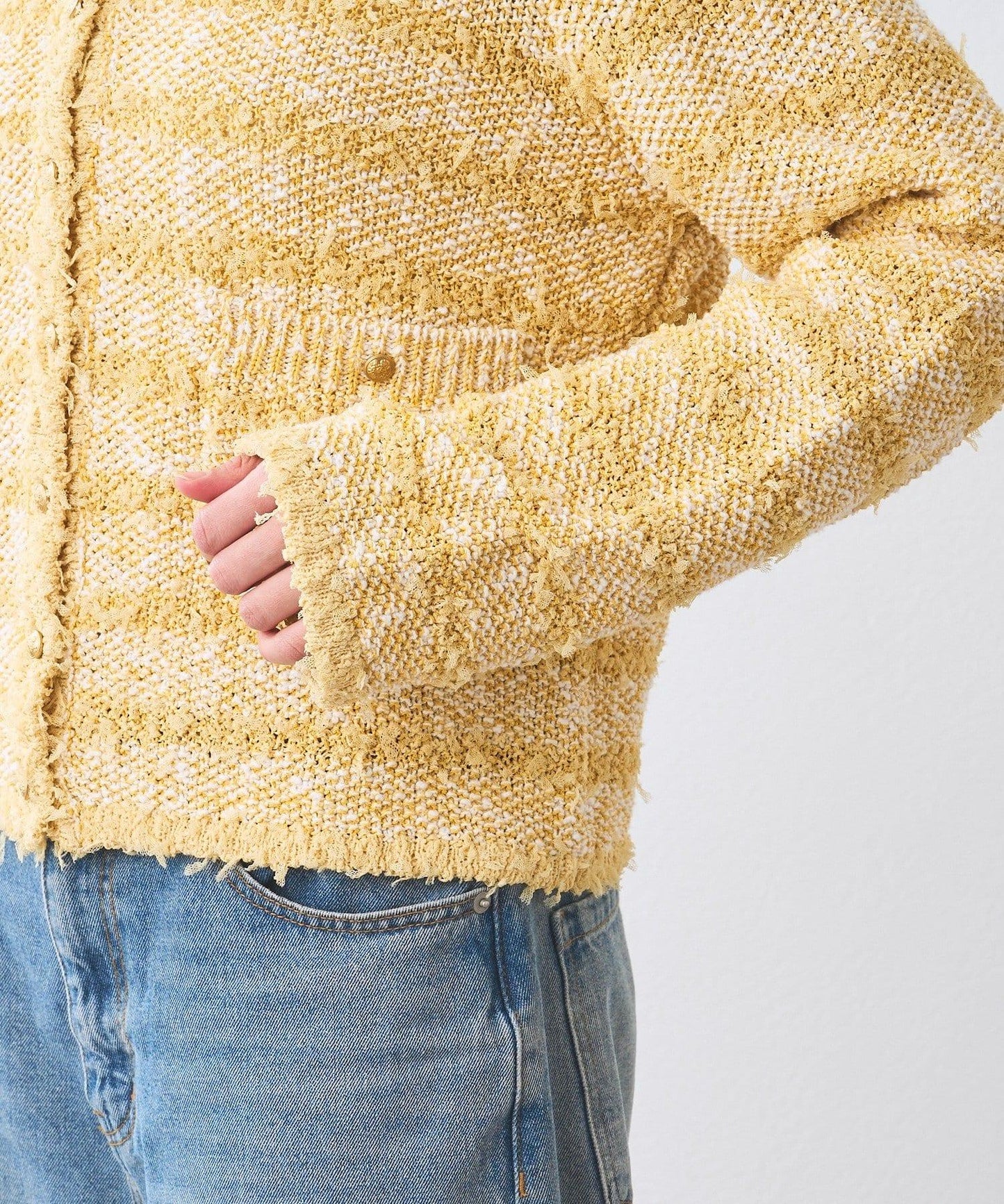 【優雅感】粗花呢短款開衫