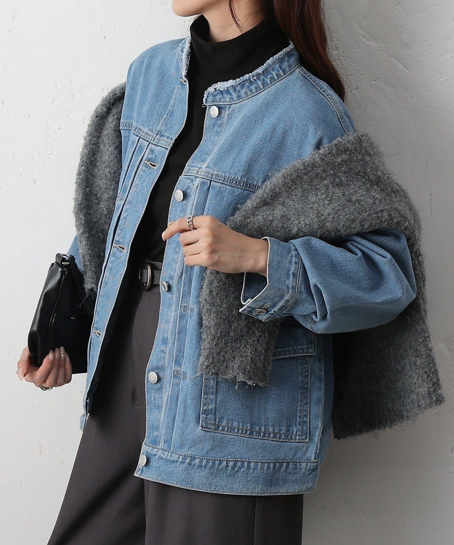 12.5盎司無領牛仔夾克