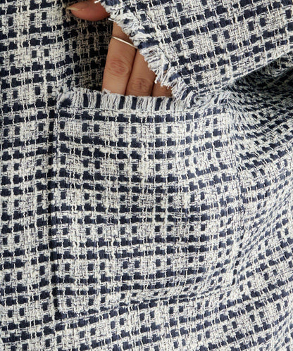 無領粗花呢夾克