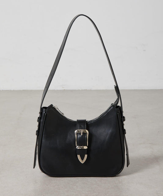 金屬扣帶仿皮單肩包