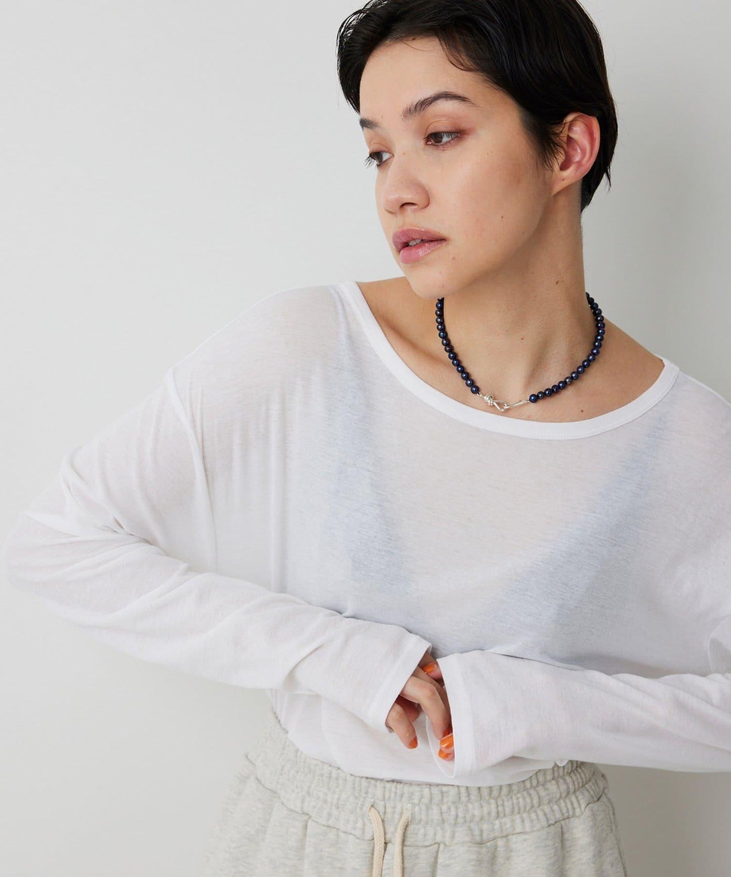 【THE PAUSE】透視羅紋長袖T恤