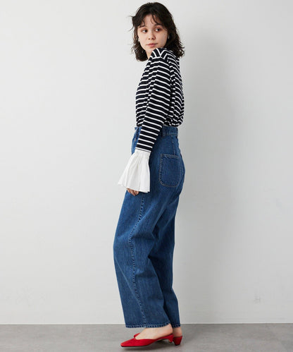 【THE PAUSE】喇叭袖條紋套頭衫