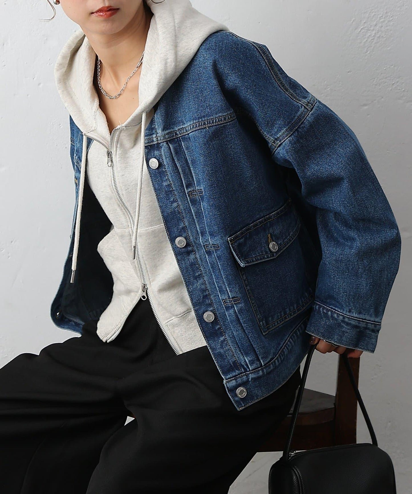 12.5盎司無領牛仔夾克