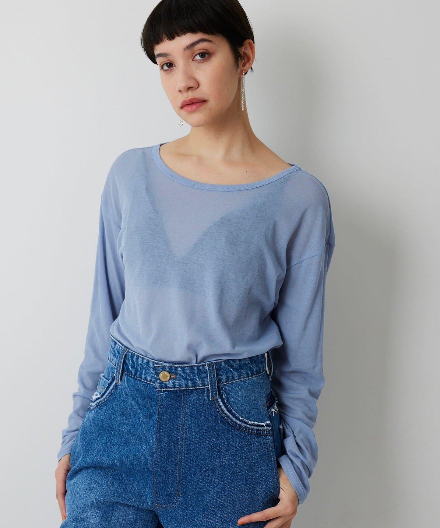 【THE PAUSE】透視羅紋長袖T恤