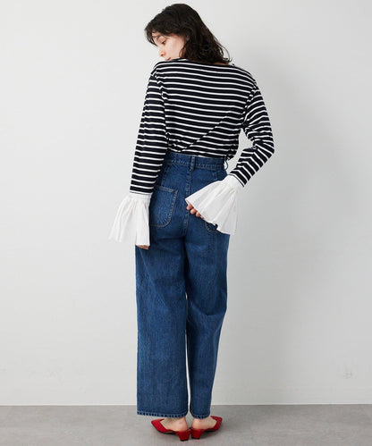 【THE PAUSE】喇叭袖條紋套頭衫