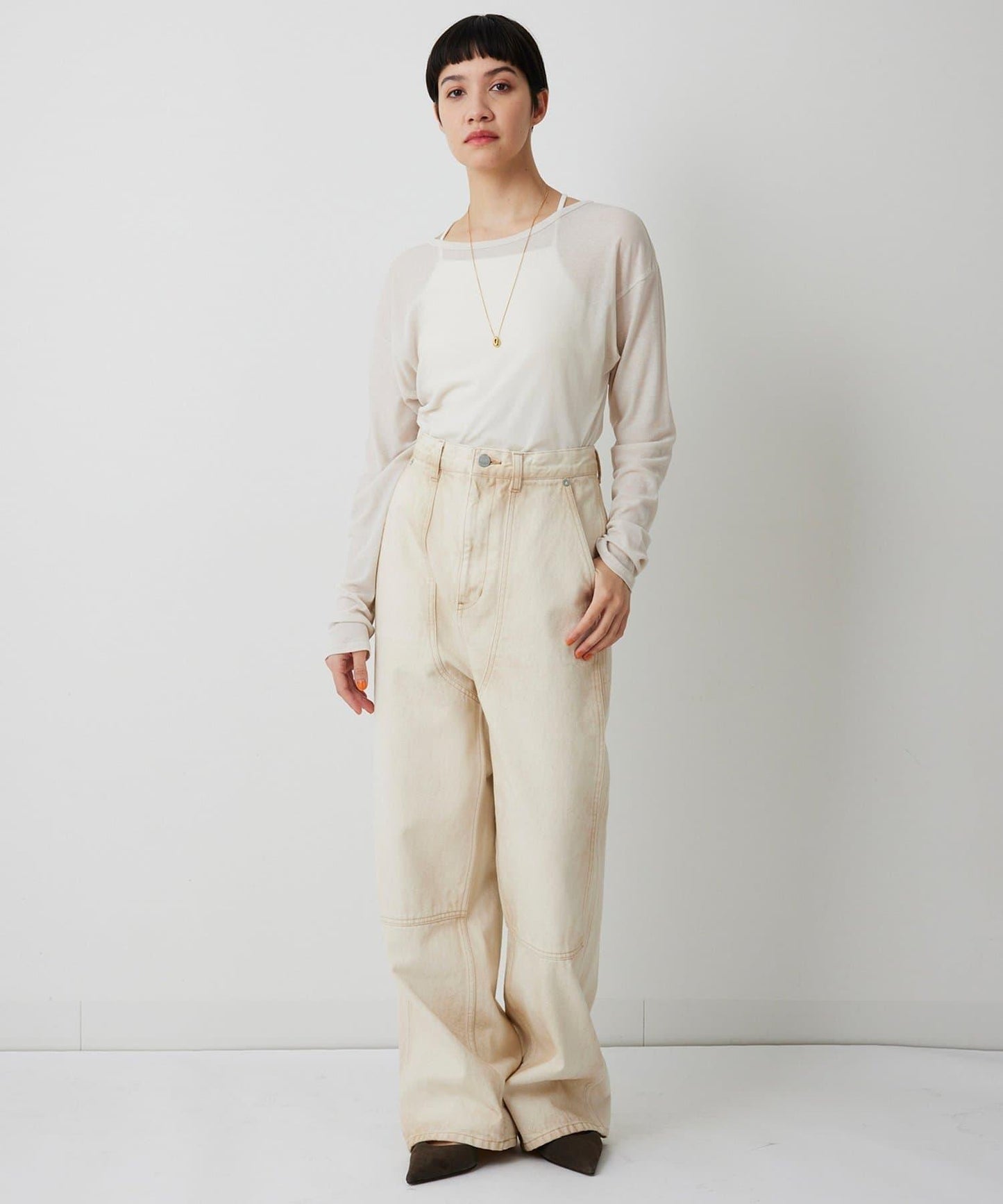 【THE PAUSE】透視羅紋長袖T恤