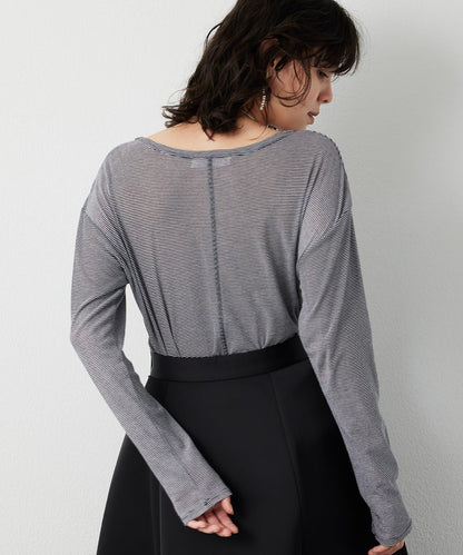 【THE PAUSE】透視羅紋長袖T恤