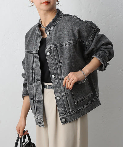 12.5盎司無領牛仔夾克