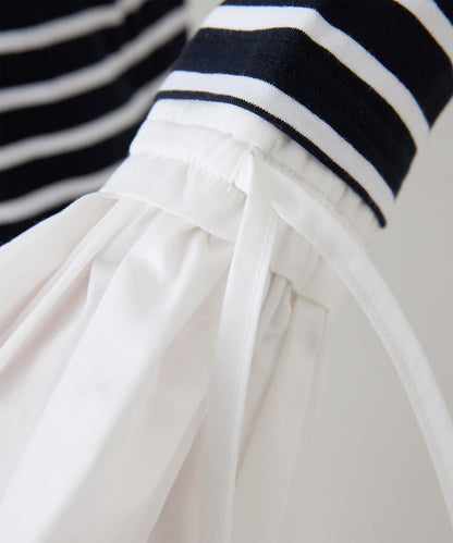 【THE PAUSE】喇叭袖條紋套頭衫