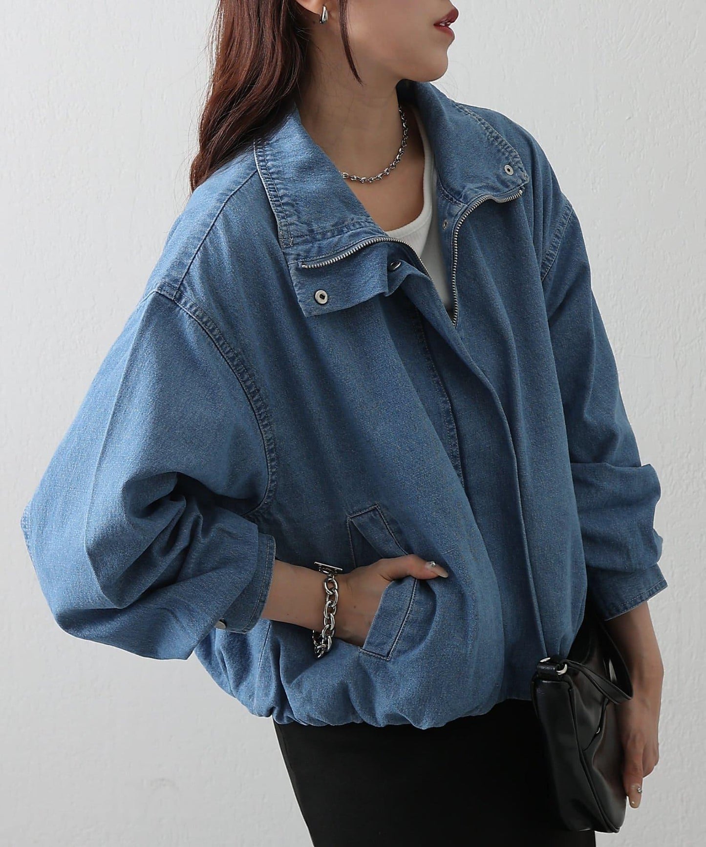 8盎司牛仔立領夾克