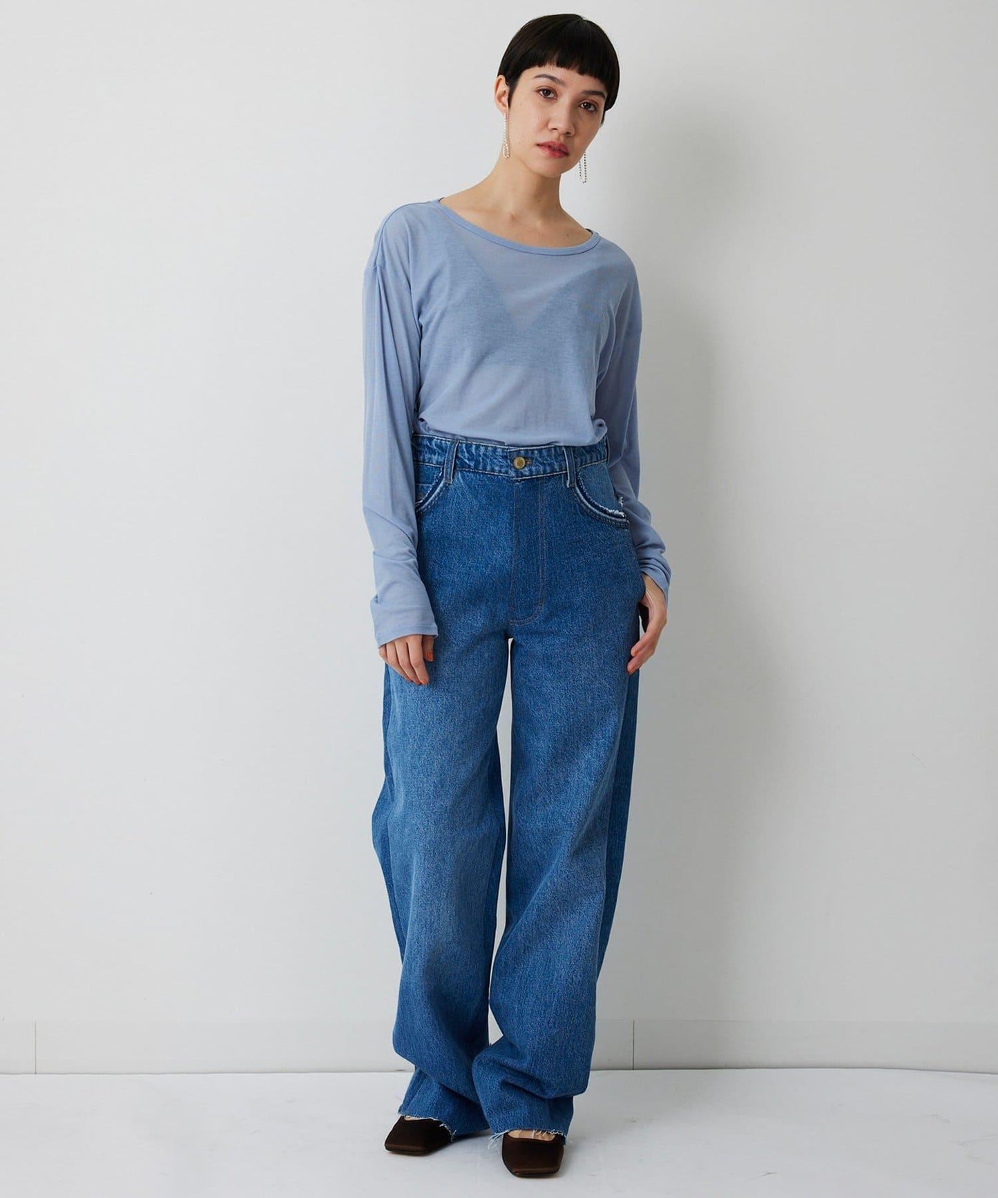 【THE PAUSE】透視羅紋長袖T恤