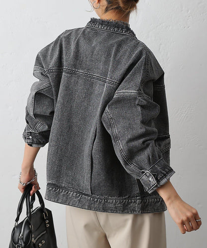 12.5盎司無領牛仔夾克