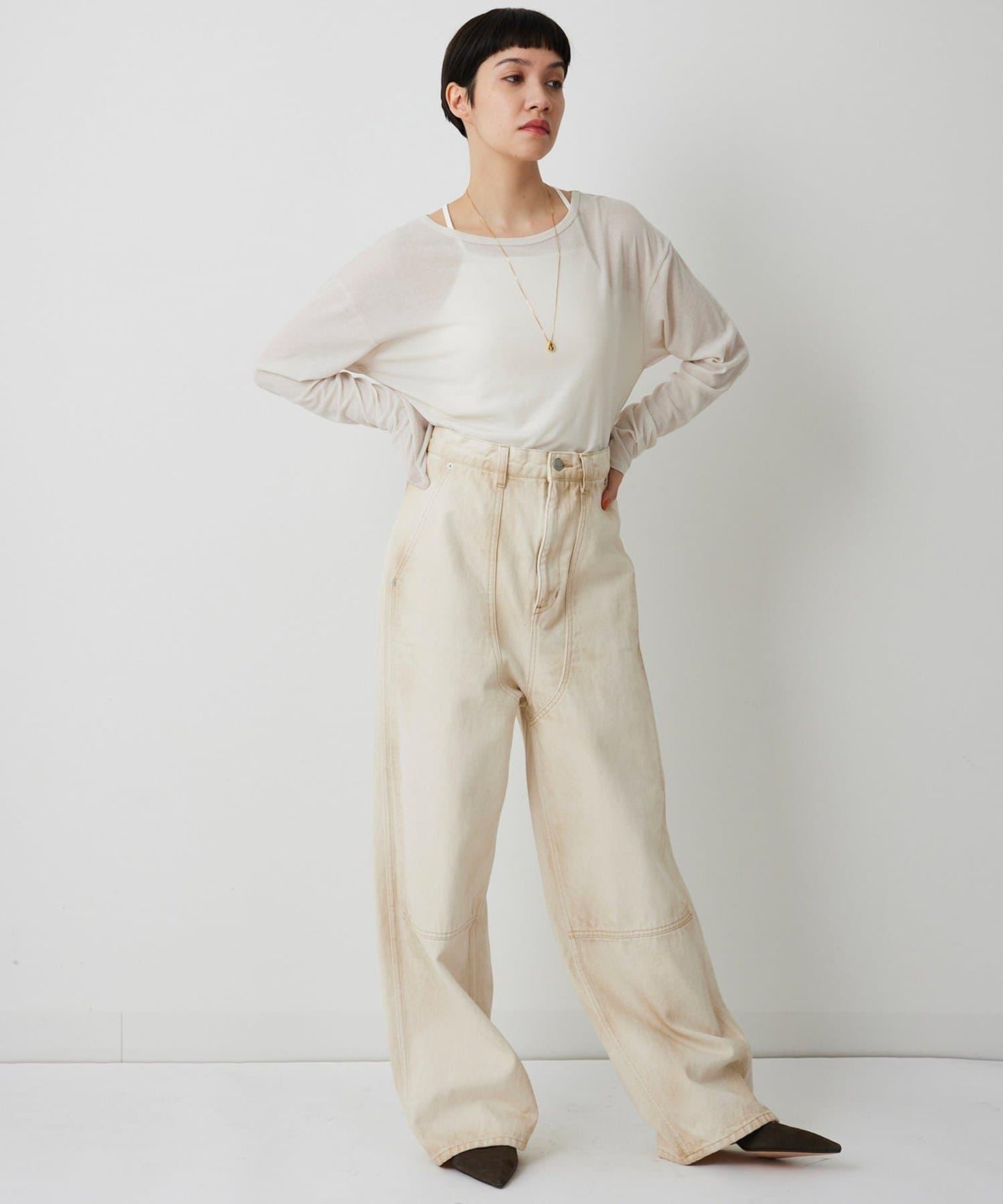 【THE PAUSE】透視羅紋長袖T恤