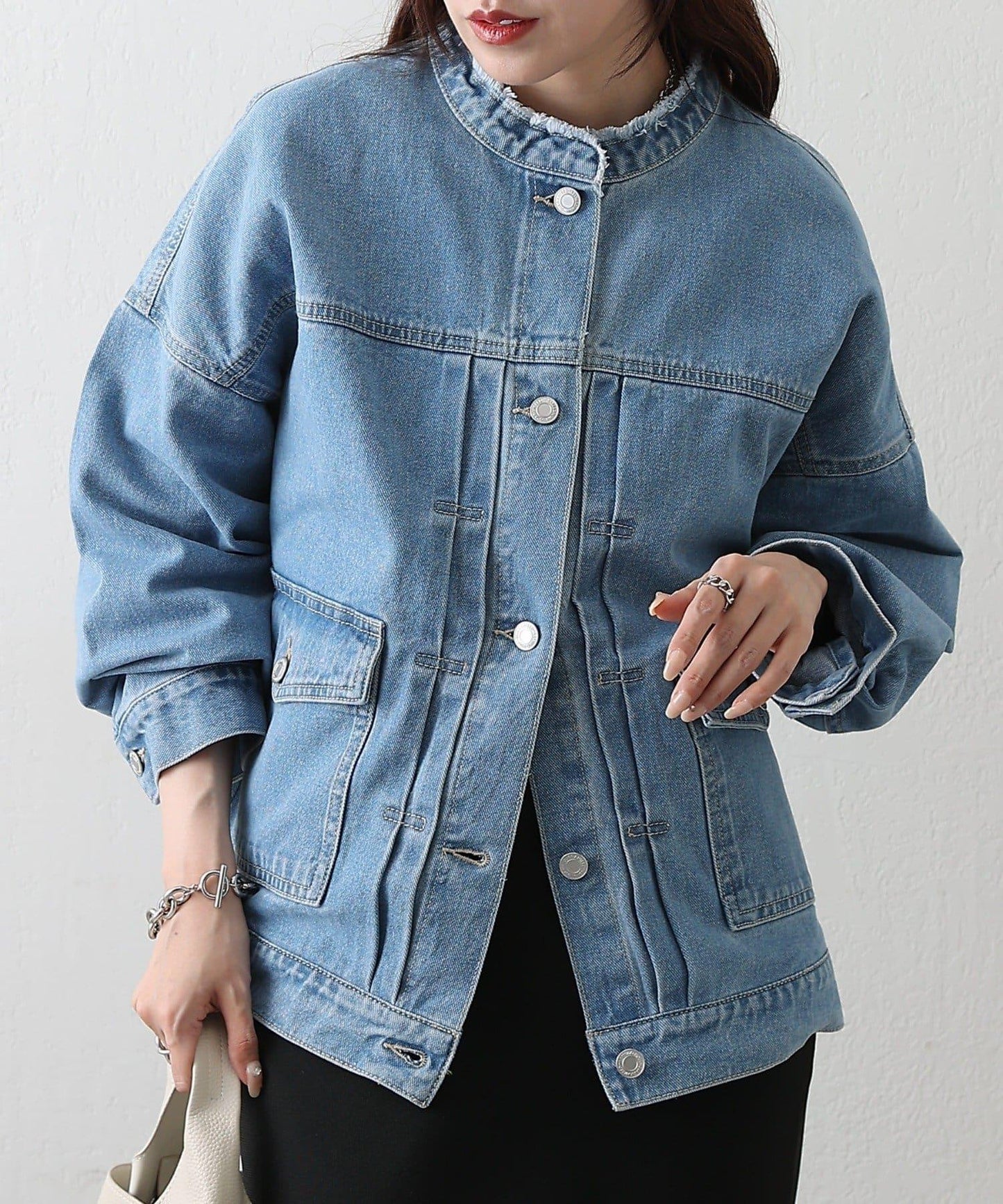 12.5盎司無領牛仔夾克