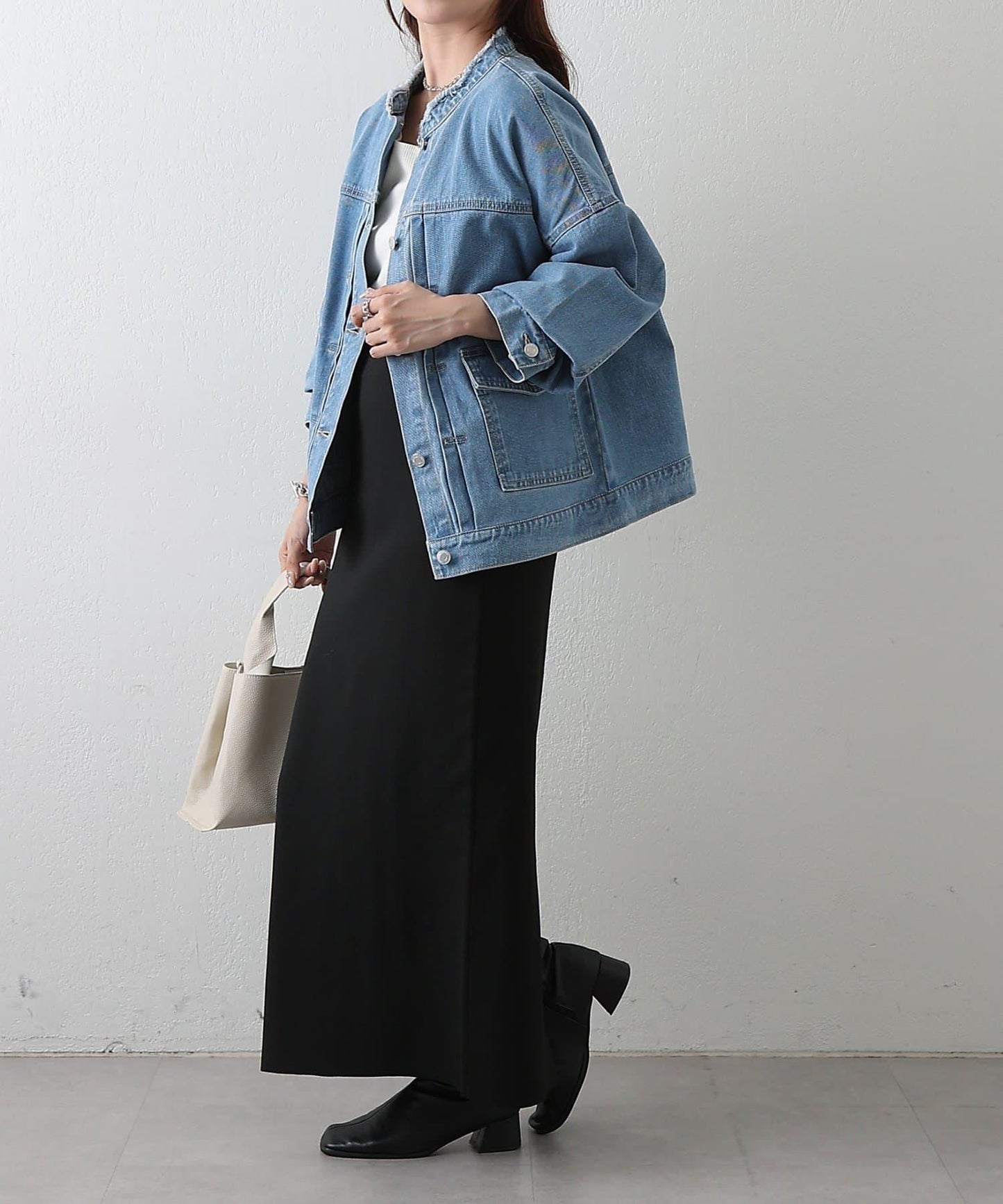 12.5盎司無領牛仔夾克