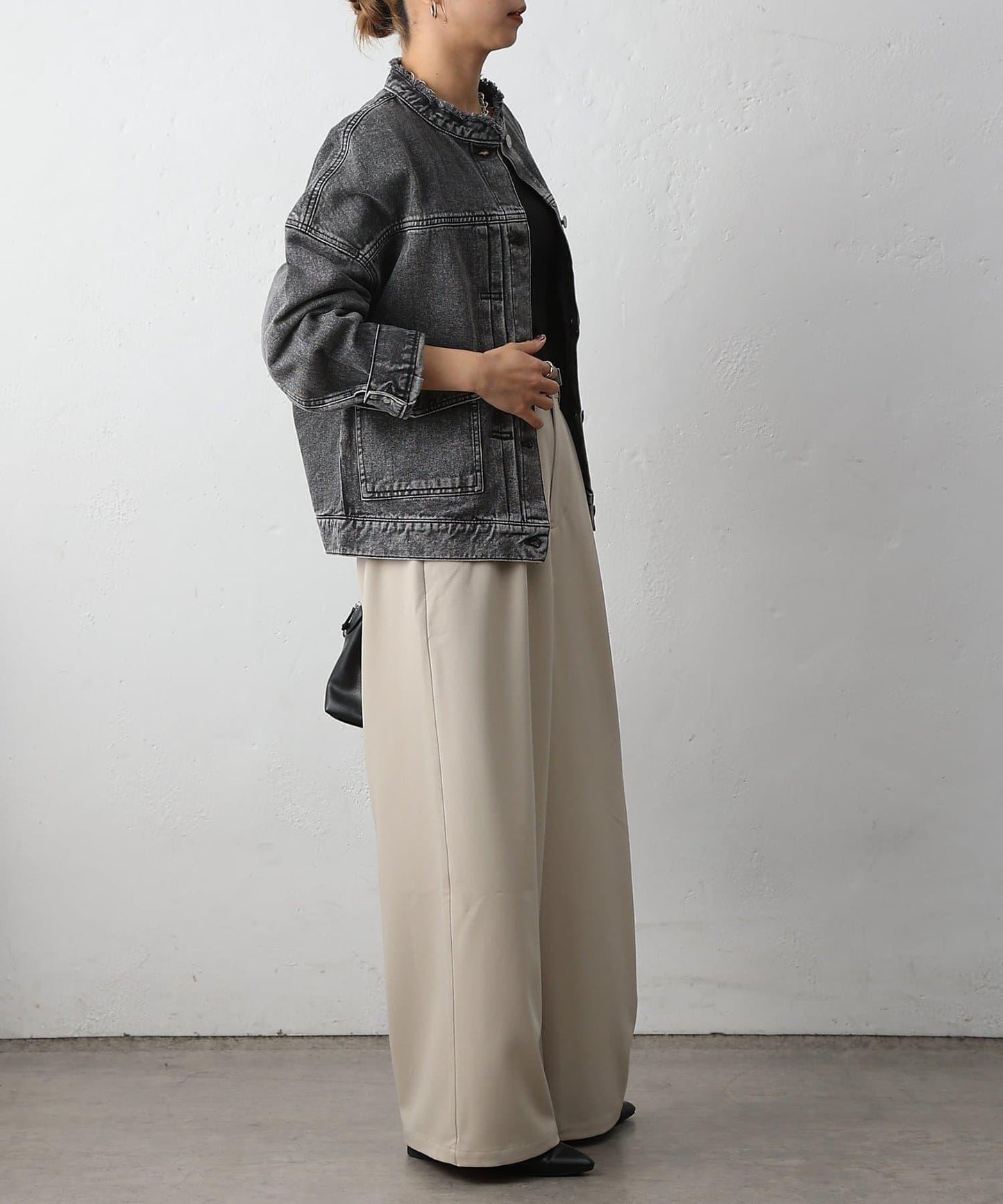 12.5盎司無領牛仔夾克