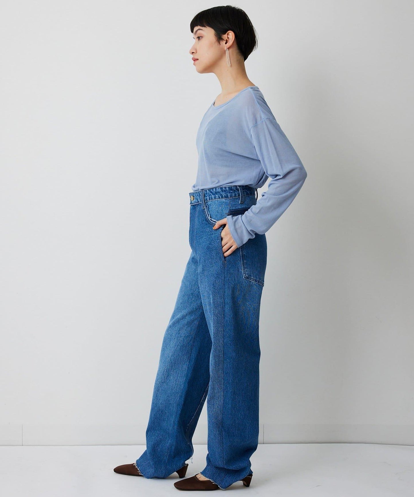 【THE PAUSE】透視羅紋長袖T恤