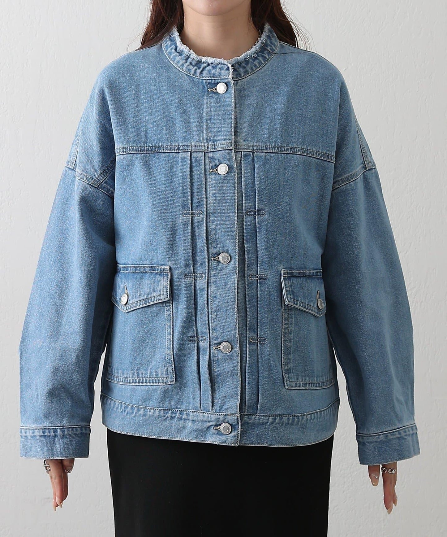 12.5盎司無領牛仔夾克