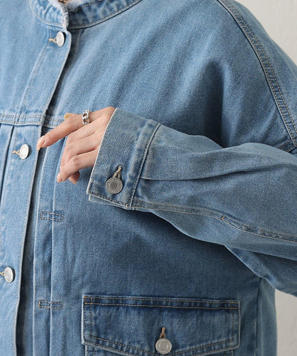 12.5盎司無領牛仔夾克