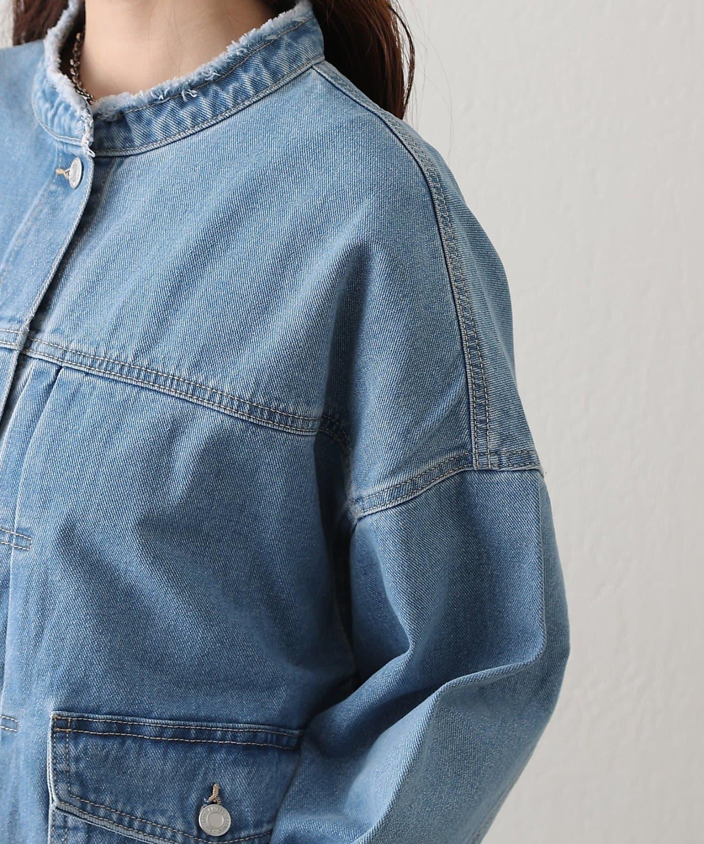 12.5盎司無領牛仔夾克